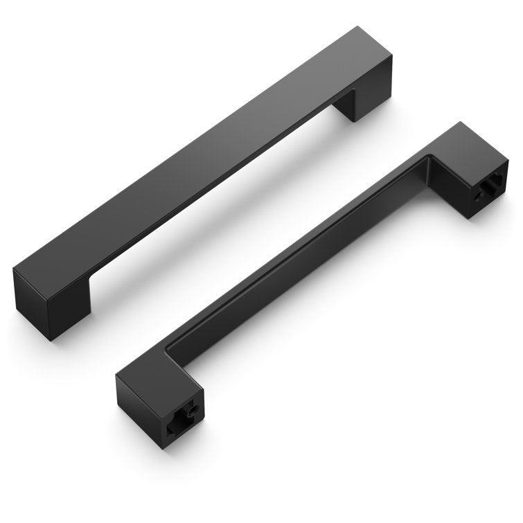 Matte Black Aluminum Modern Bar Pulls with Mounting Hardware, 5-1/16"