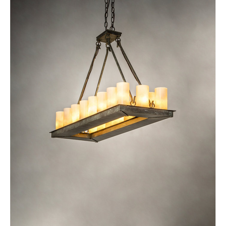Loxley Verdigris 18-Light Amber Glass Chandelier
