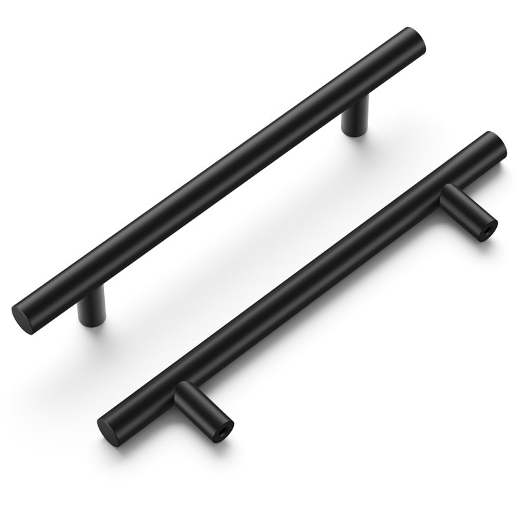 Matte Black Modern Bar Cabinet Pulls with Mounting Hardware