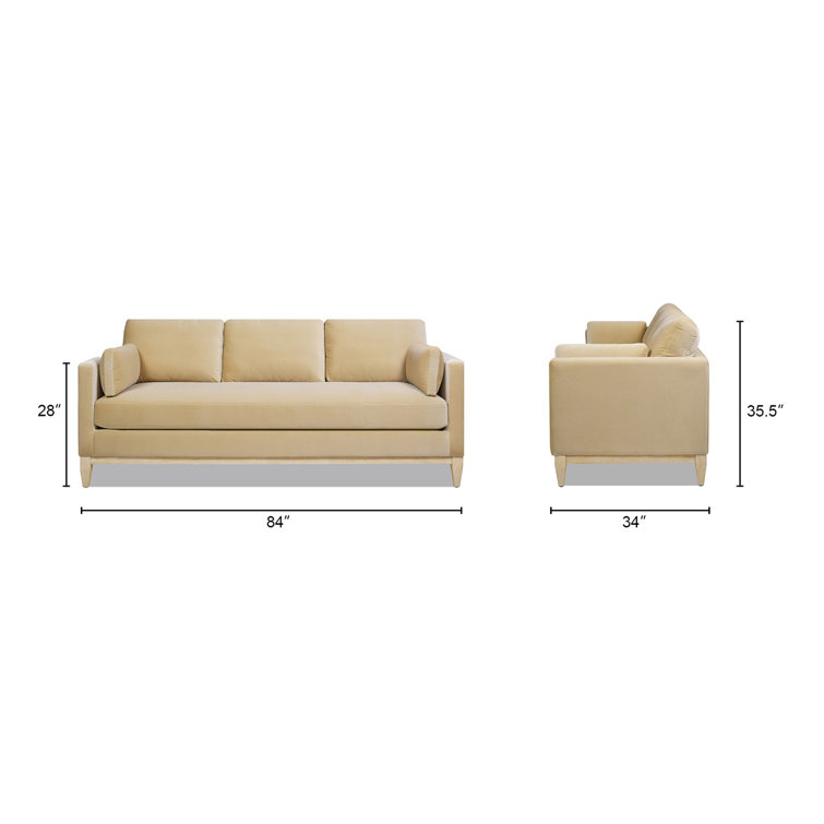 Knox 84" Fawn Brown Velvet Lawson Sofa with Removable Cushions