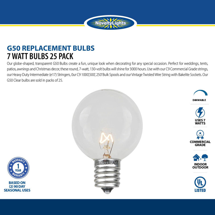 Clear Globe G50 Dimmable Incandescent Decorative Bulbs, 25 Pack