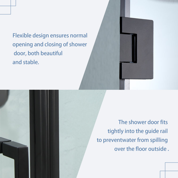 40" W x 72" H Matte Black Semi-Frameless Shower Door with Patterned Glass