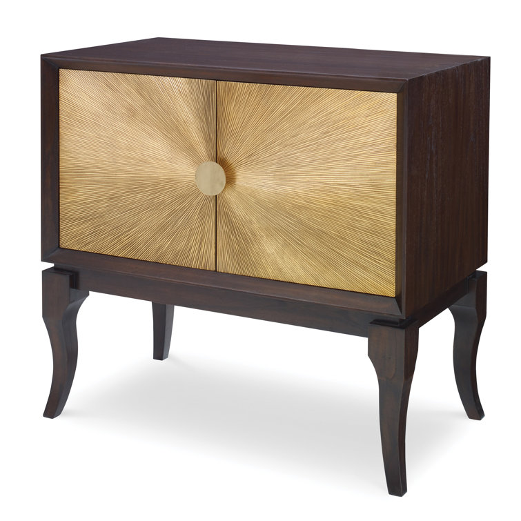 Avondale Mahogany and Brass Sunburst Accent Cabinet