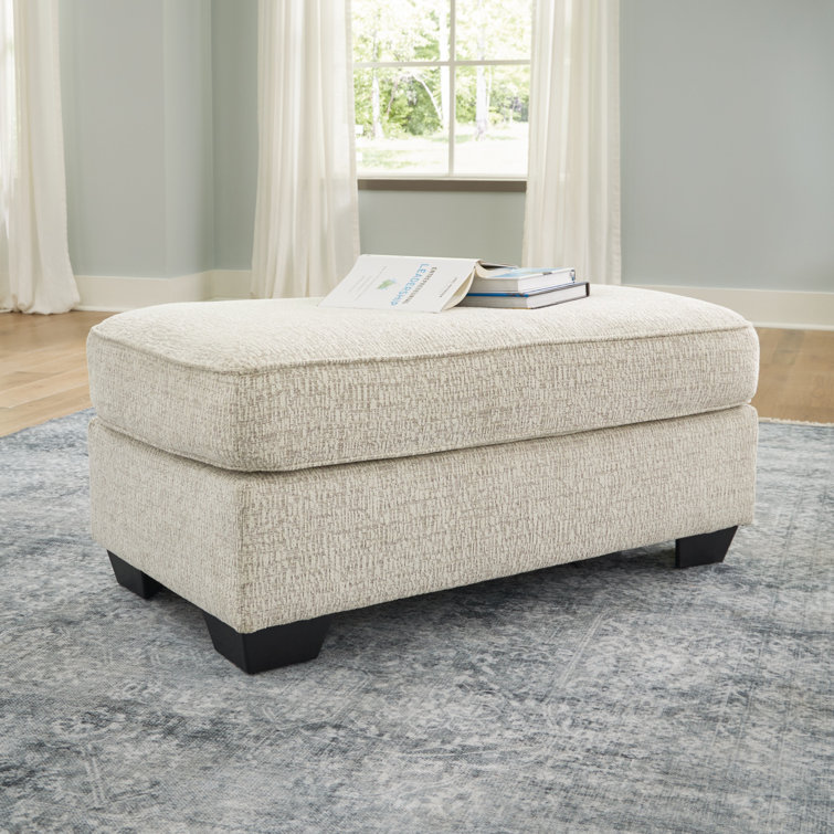 Valerano 44" Beige Chenille Rectangle Cocktail Ottoman