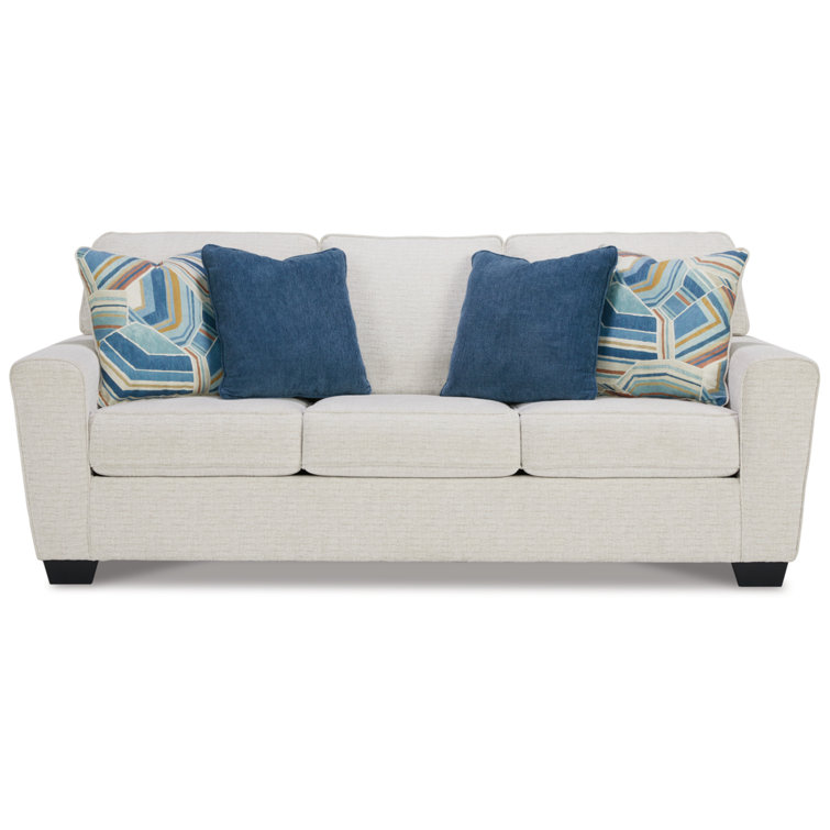 Cashton 87'' Contemporary White Fabric Sofa with Removable Cushions