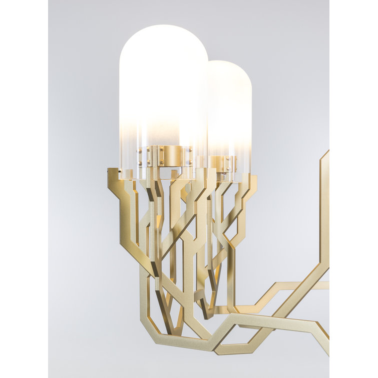 Brass Finish Modern Plant-Inspired Chandelier with 157.5-Inch Cable