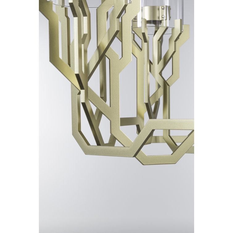 Brass Finish Modern Plant-Inspired Chandelier with 157.5-Inch Cable