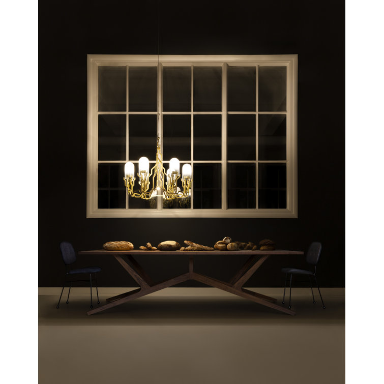 Brass Finish Modern Plant-Inspired Chandelier with 157.5-Inch Cable