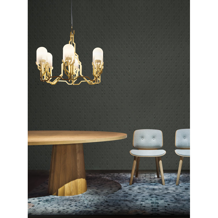Brass Finish Modern Plant-Inspired Chandelier with 157.5-Inch Cable