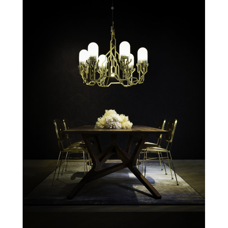 Brass Finish Modern Plant-Inspired Chandelier with 157.5-Inch Cable