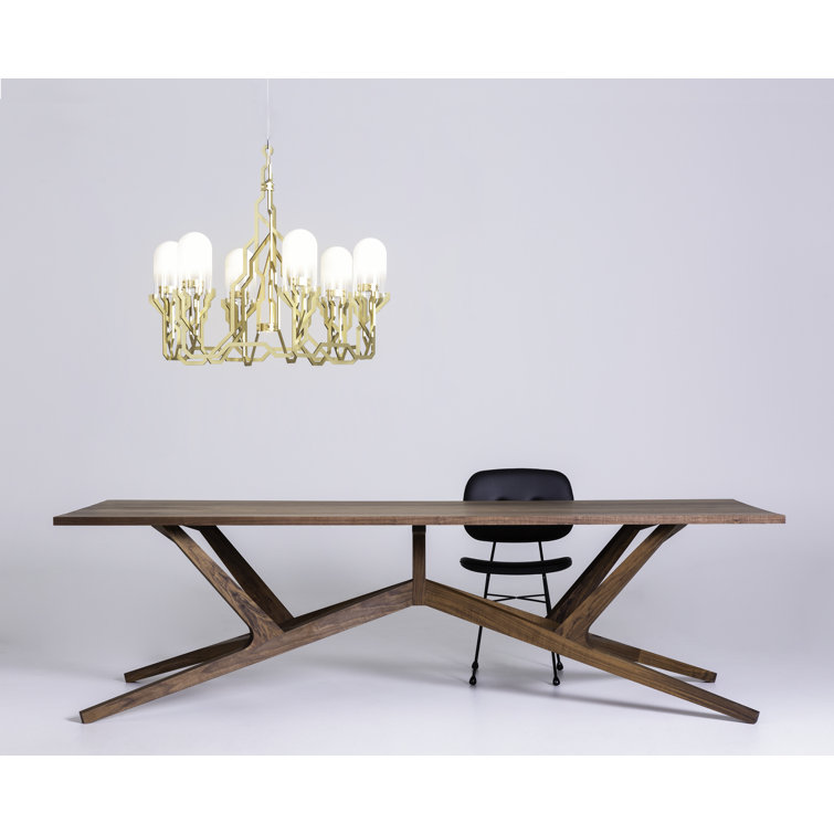 Brass Finish Modern Plant-Inspired Chandelier with 157.5-Inch Cable