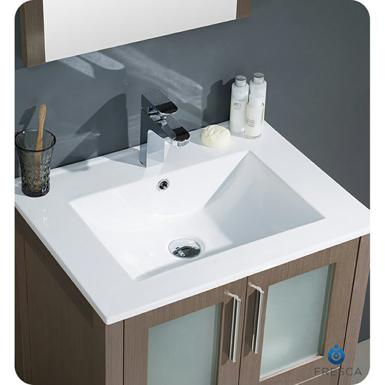 Modern Gray Oak 24" Freestanding Single Sink Vanity Set
