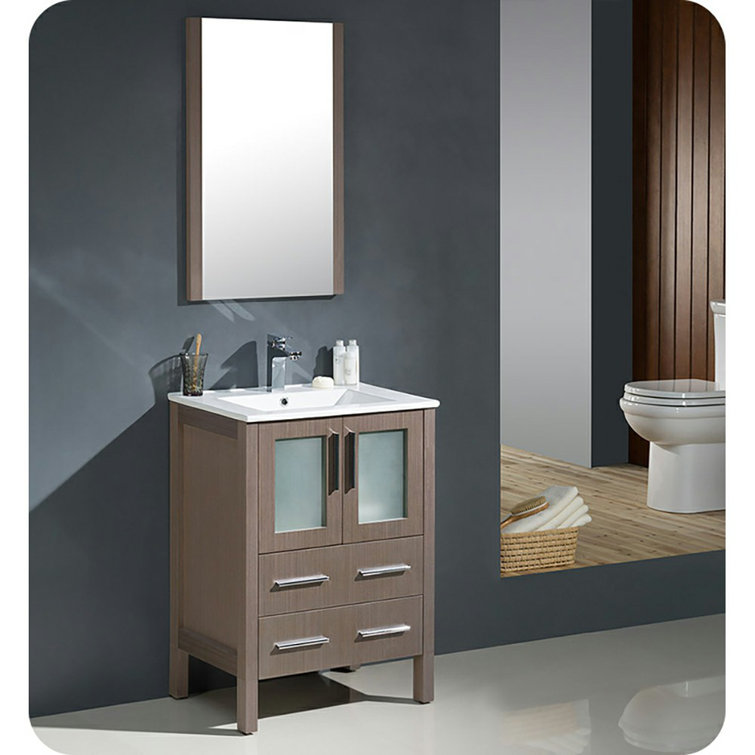 Modern Gray Oak 24" Freestanding Single Sink Vanity Set