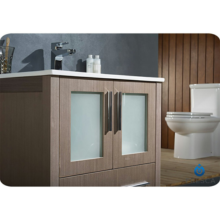 Modern Gray Oak 24" Freestanding Single Sink Vanity Set