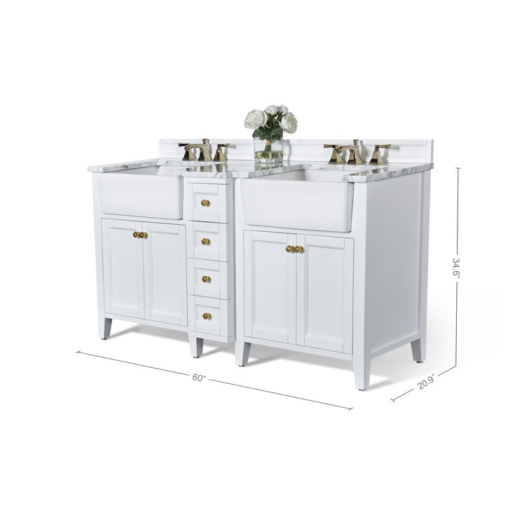 Adeline 60'' White Double Farmhouse Wood Vanity