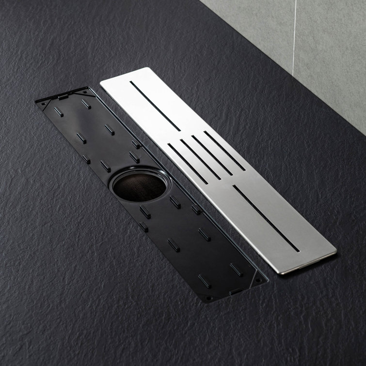 Black Solid Surface Low-Profile Rectangular Shower Base