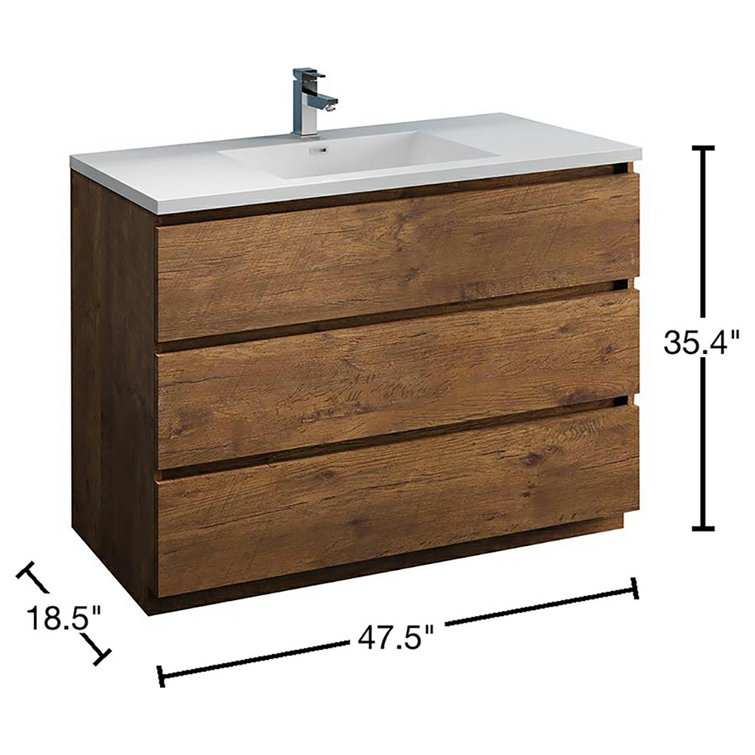 Rosewood 48" Freestanding Vanity with White Acrylic Top