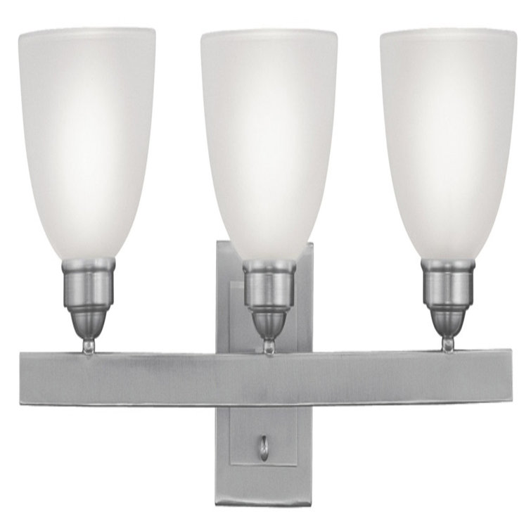 Somerset Brushed Nickel 3-Light Bath Vanity with Satin Glass