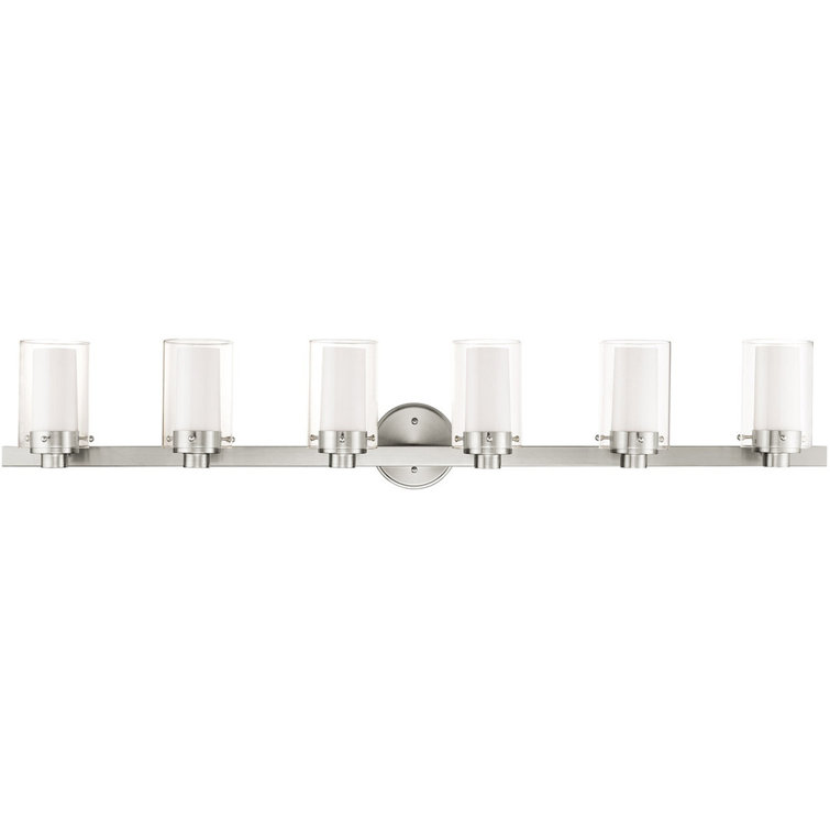 Brushed Nickel 6-Light Modern Bathroom Vanity Fixture