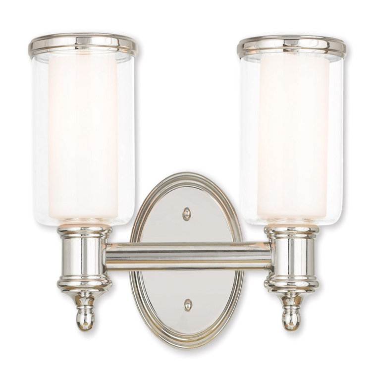 Polished Nickel 2-Light Vanity with Steel Frame