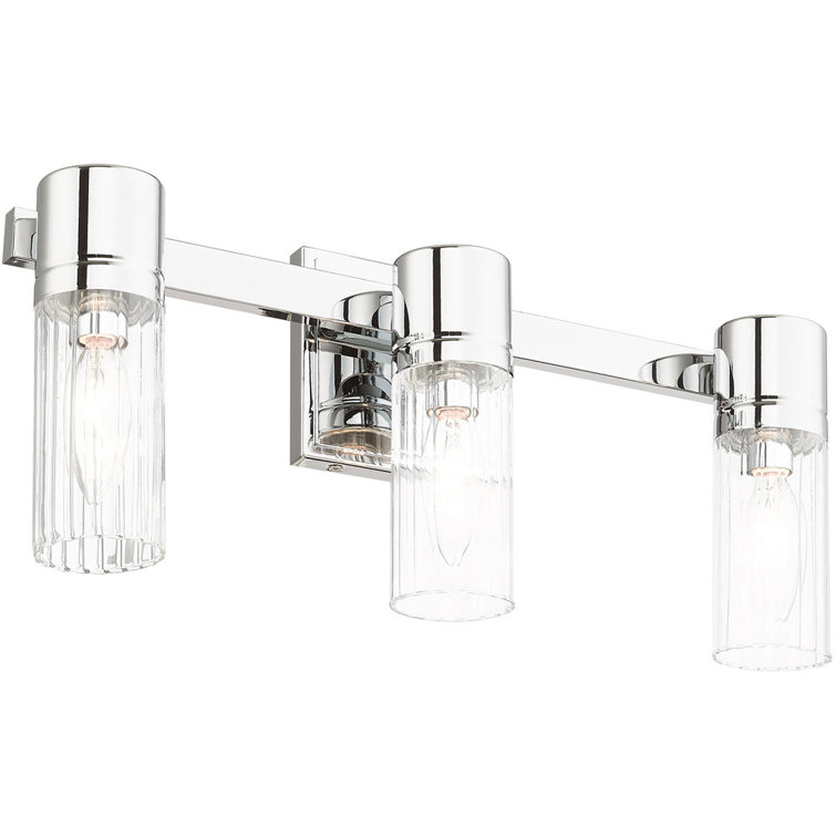 Midtown Brushed Nickel 3-Light Vanity with Clear Fluted Glass