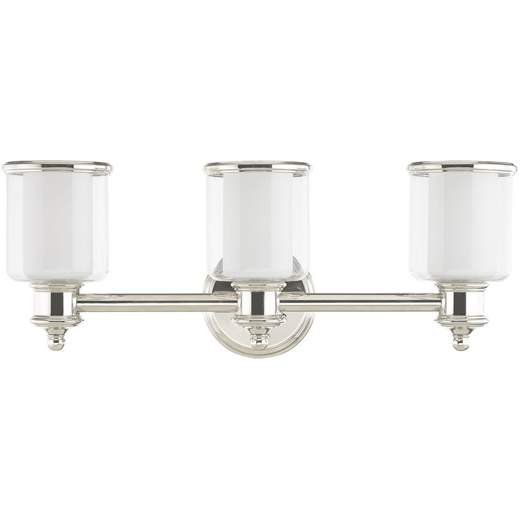 Polished Nickel 3-Light Vanity Light with Handcrafted Glass