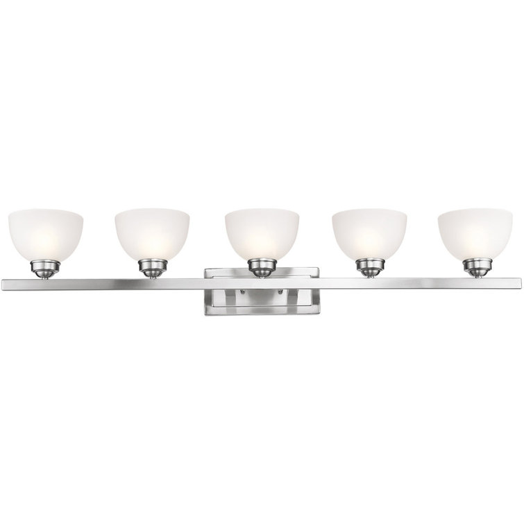 Somerset Brushed Nickel 5-Light Bath Vanity with Satin Glass