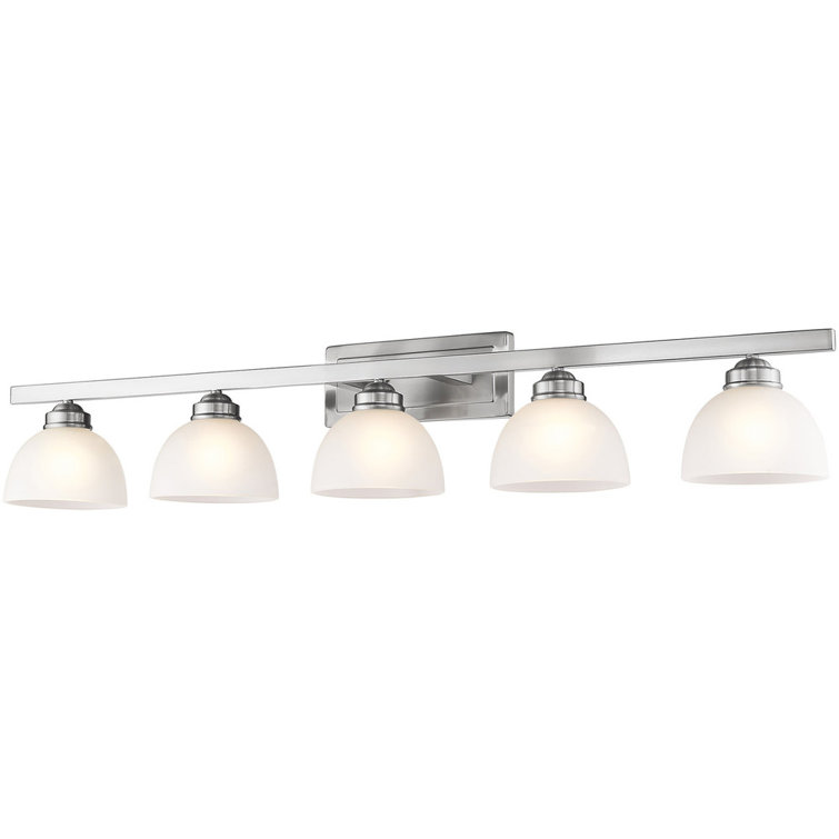 Somerset Brushed Nickel 5-Light Bath Vanity with Satin Glass
