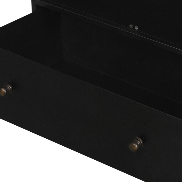 Elegant Black Iron Curio Cabinet with Glass Doors and Brass Knobs
