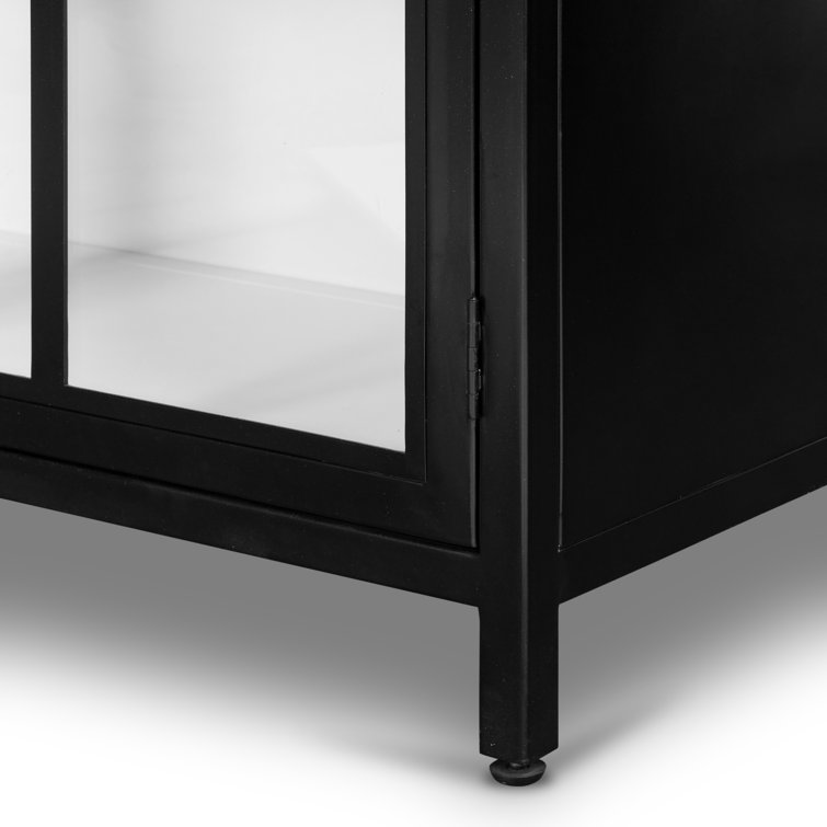 Contemporary Black and White Iron Glass Panel Curio Cabinet