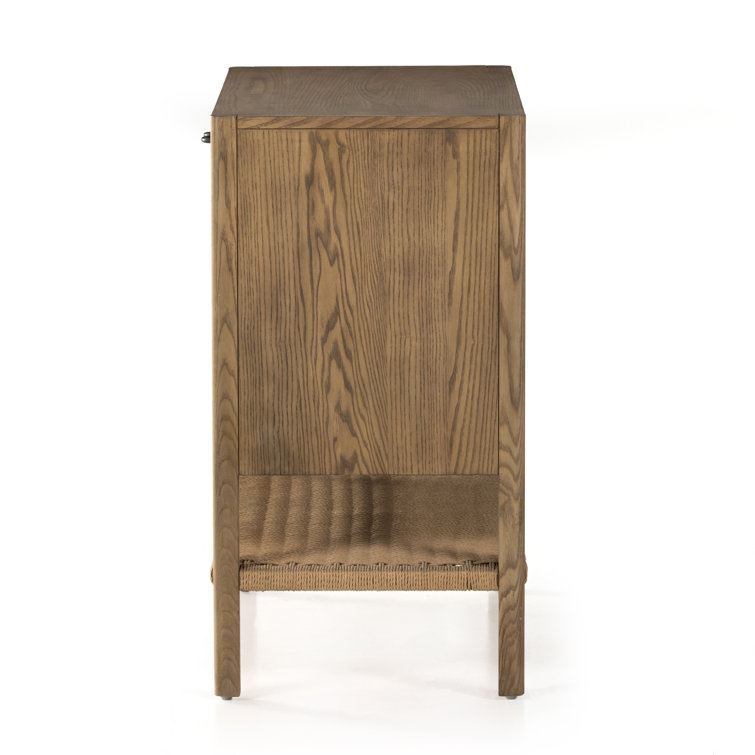 Natural Ash Wood Cabinet with Woven Shelf