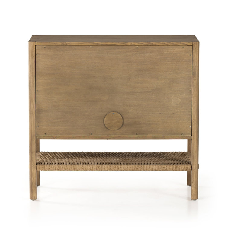 Natural Ash Wood Cabinet with Woven Shelf