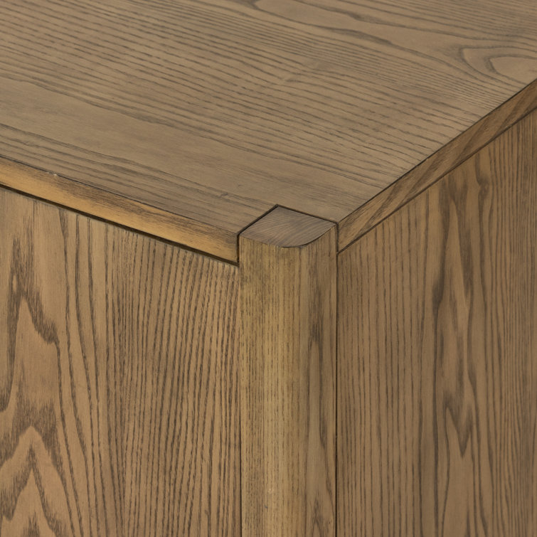 Natural Ash Wood Cabinet with Woven Shelf