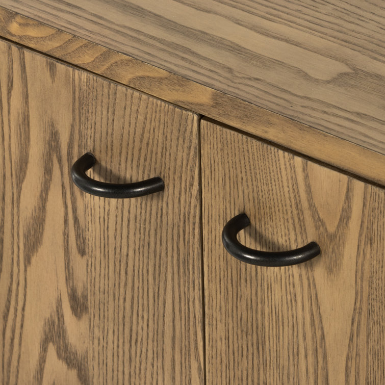 Natural Ash Wood Cabinet with Woven Shelf