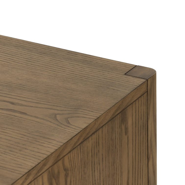 Natural Ash Wood Cabinet with Woven Shelf