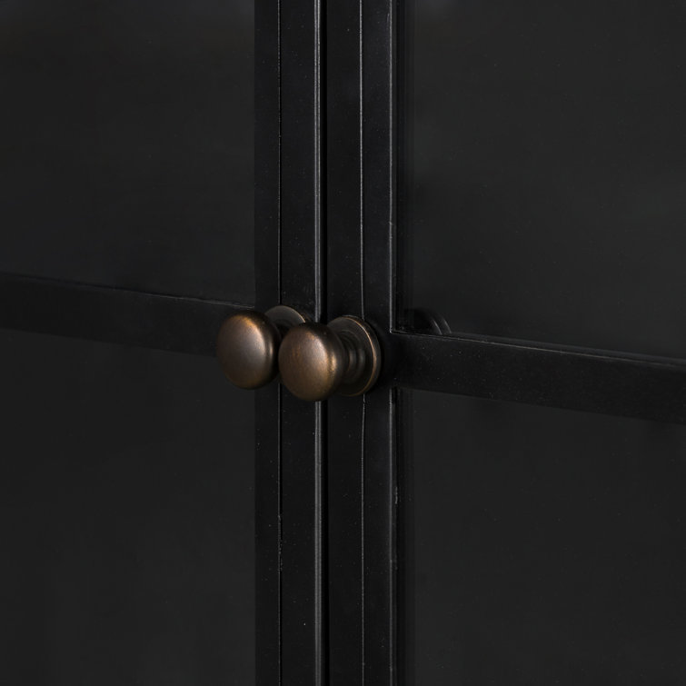 Black Iron and Glass Arched Curio Cabinet