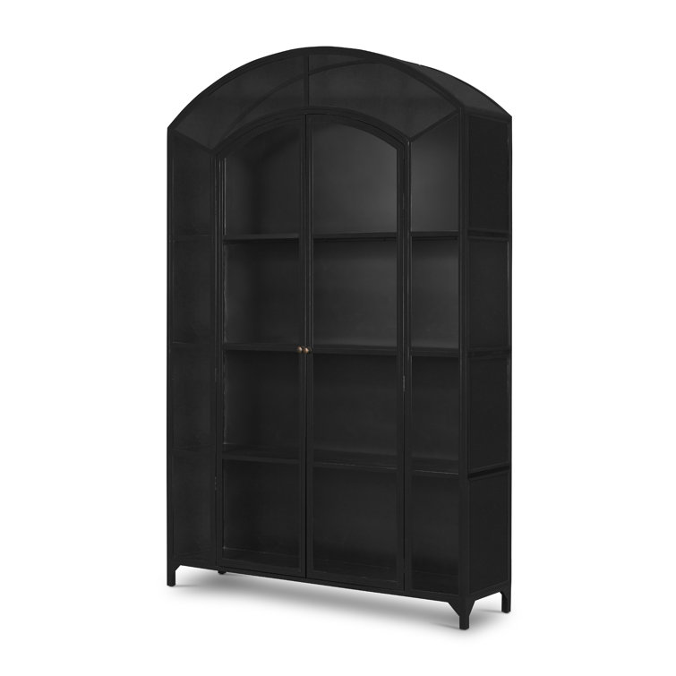 Black Iron and Glass Arched Curio Cabinet