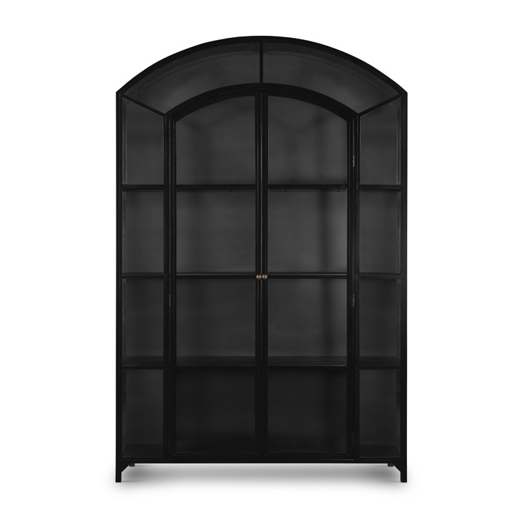 Black Iron and Glass Arched Curio Cabinet