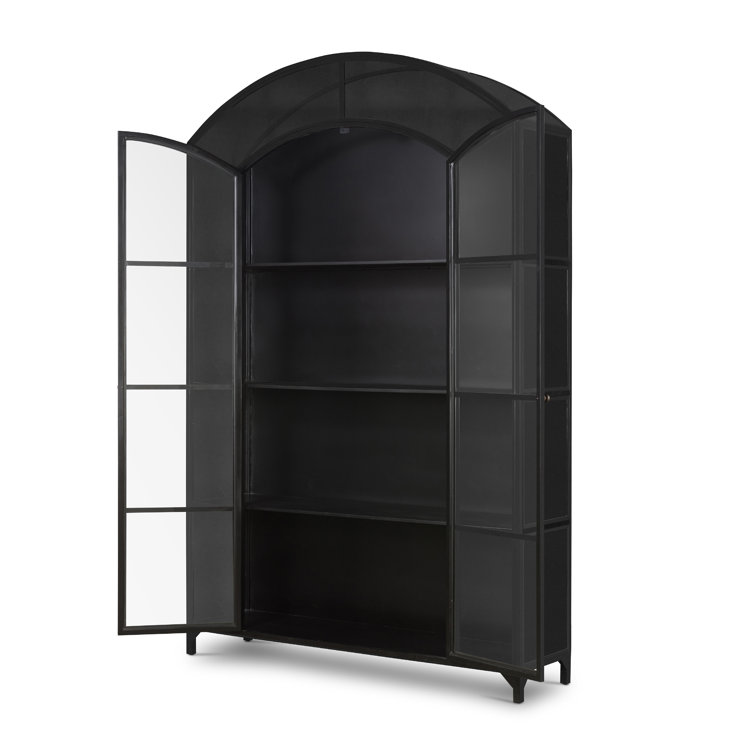 Black Iron and Glass Arched Curio Cabinet