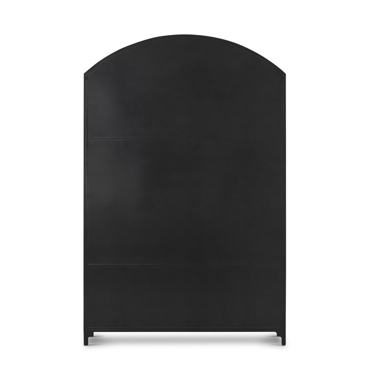 Black Iron and Glass Arched Curio Cabinet