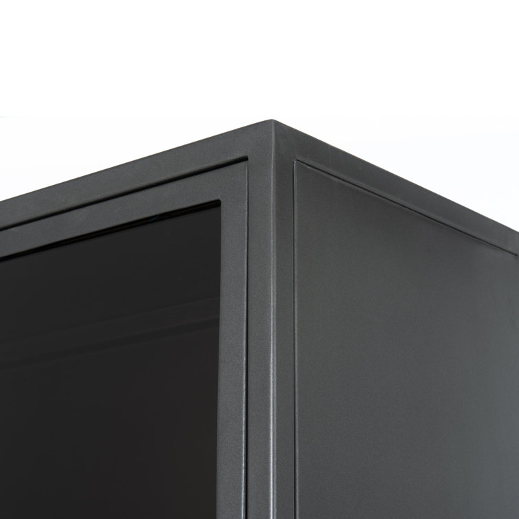 Industrial Black Iron & Smoked Glass Tall Cabinet