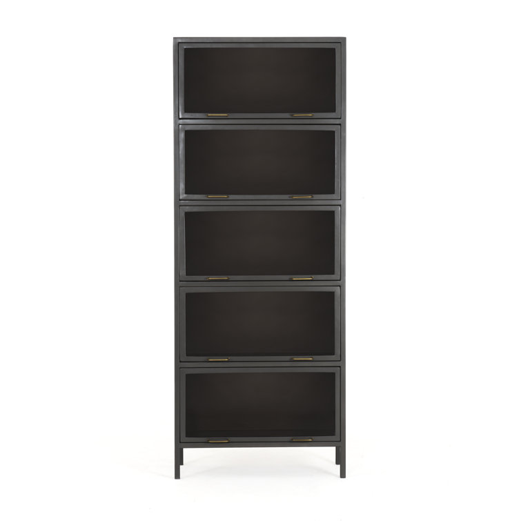 Industrial Black Iron & Smoked Glass Tall Cabinet