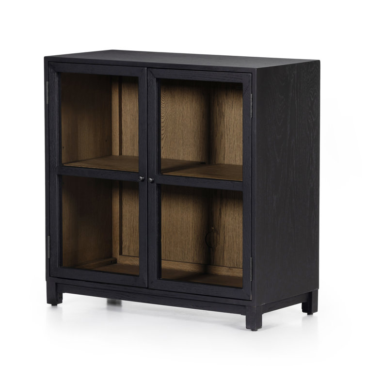 Contemporary Black Oak Display Cabinet with Adjustable Shelving