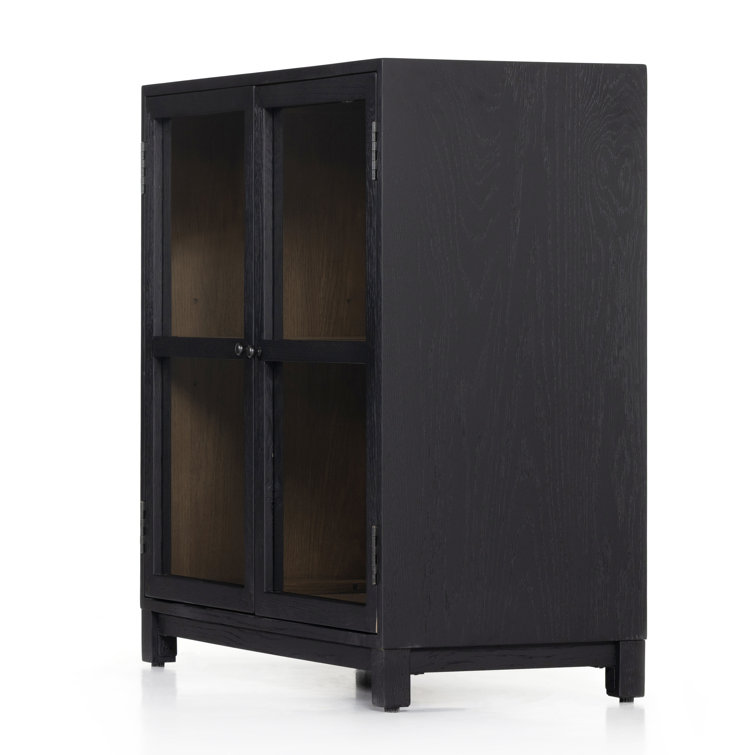Contemporary Black Oak Display Cabinet with Adjustable Shelving