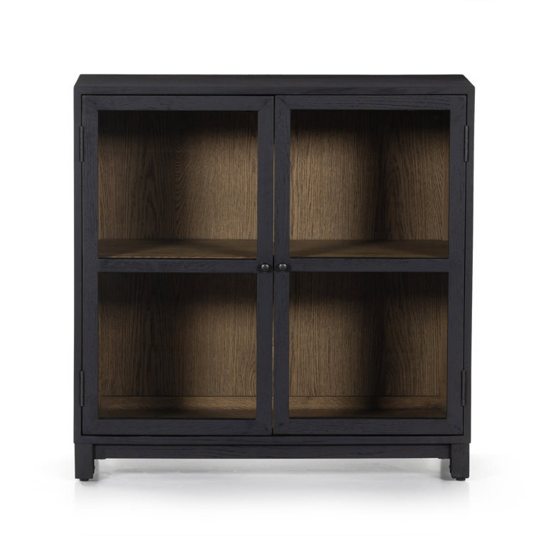Contemporary Black Oak Display Cabinet with Adjustable Shelving