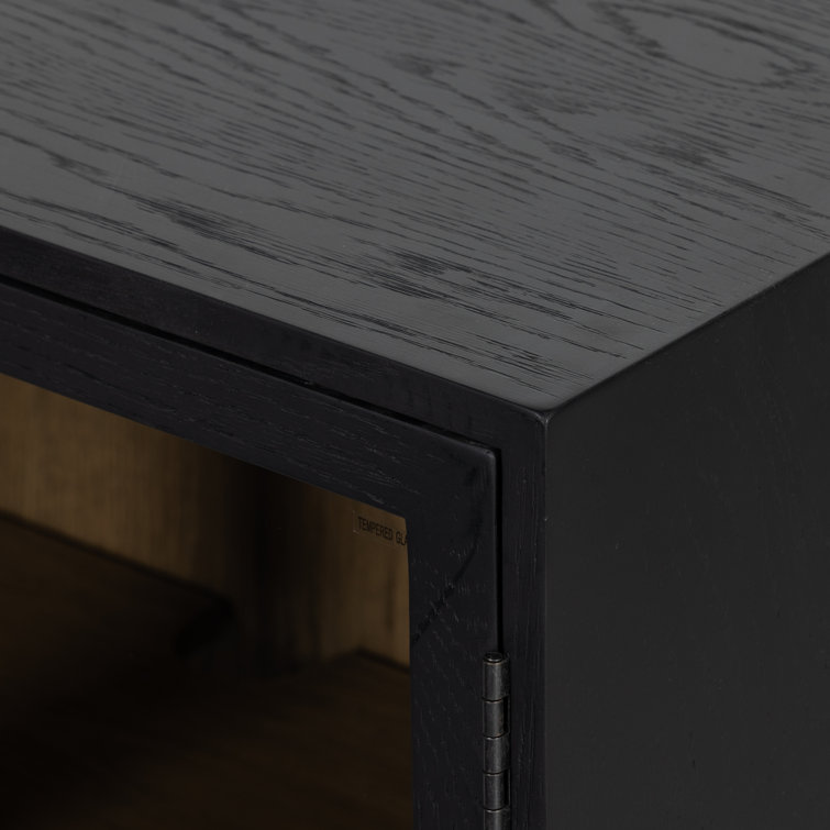 Contemporary Black Oak Display Cabinet with Adjustable Shelving