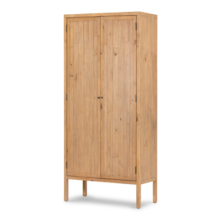 Nelia Smoked Pine Minimalist Armoire