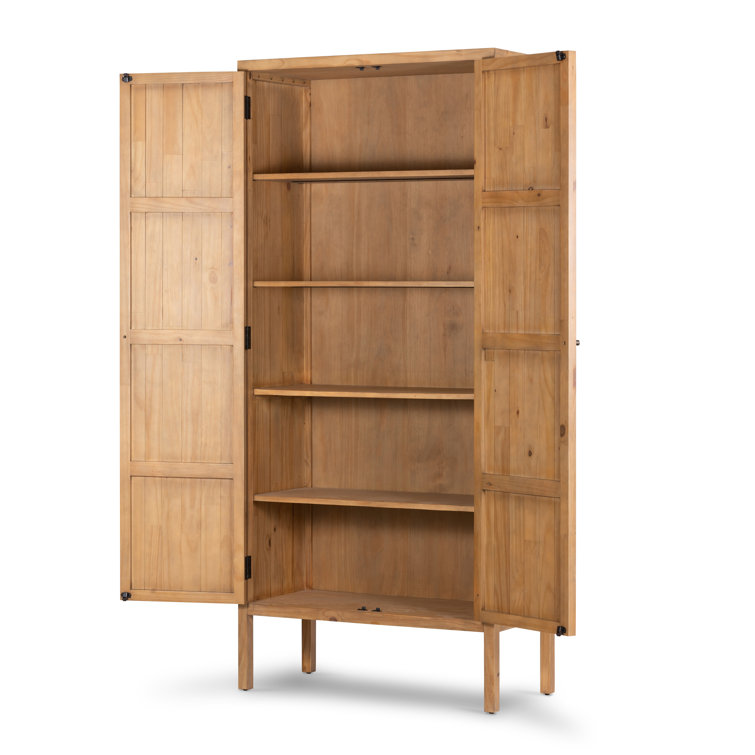 Nelia Smoked Pine Minimalist Armoire
