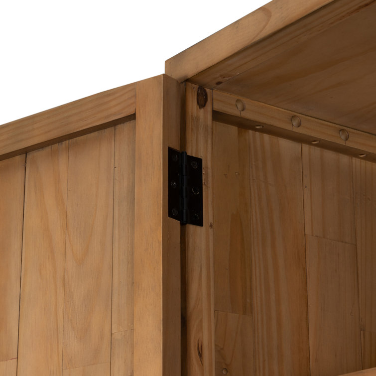 Nelia Smoked Pine Minimalist Armoire