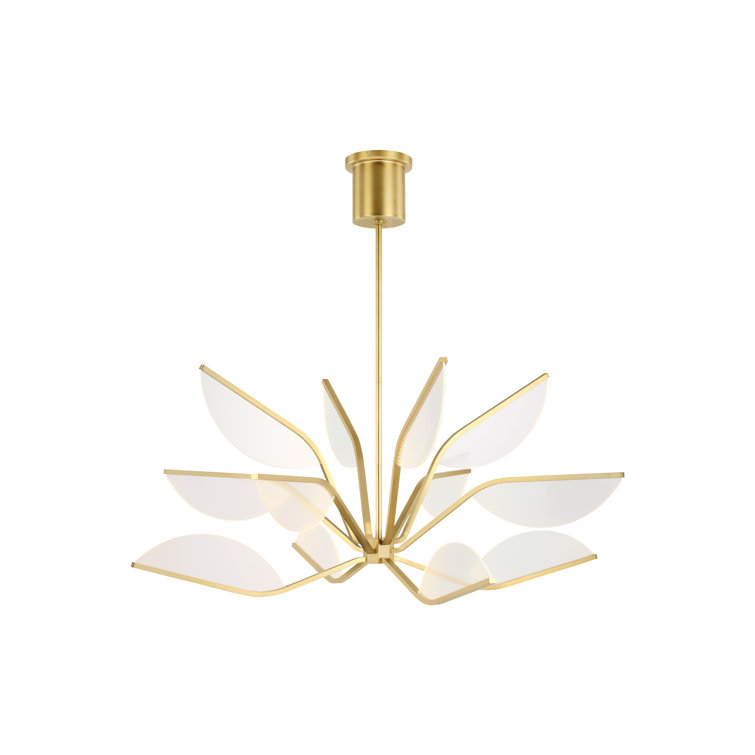 Natural Brass Globe LED Chandelier with Petal Shades